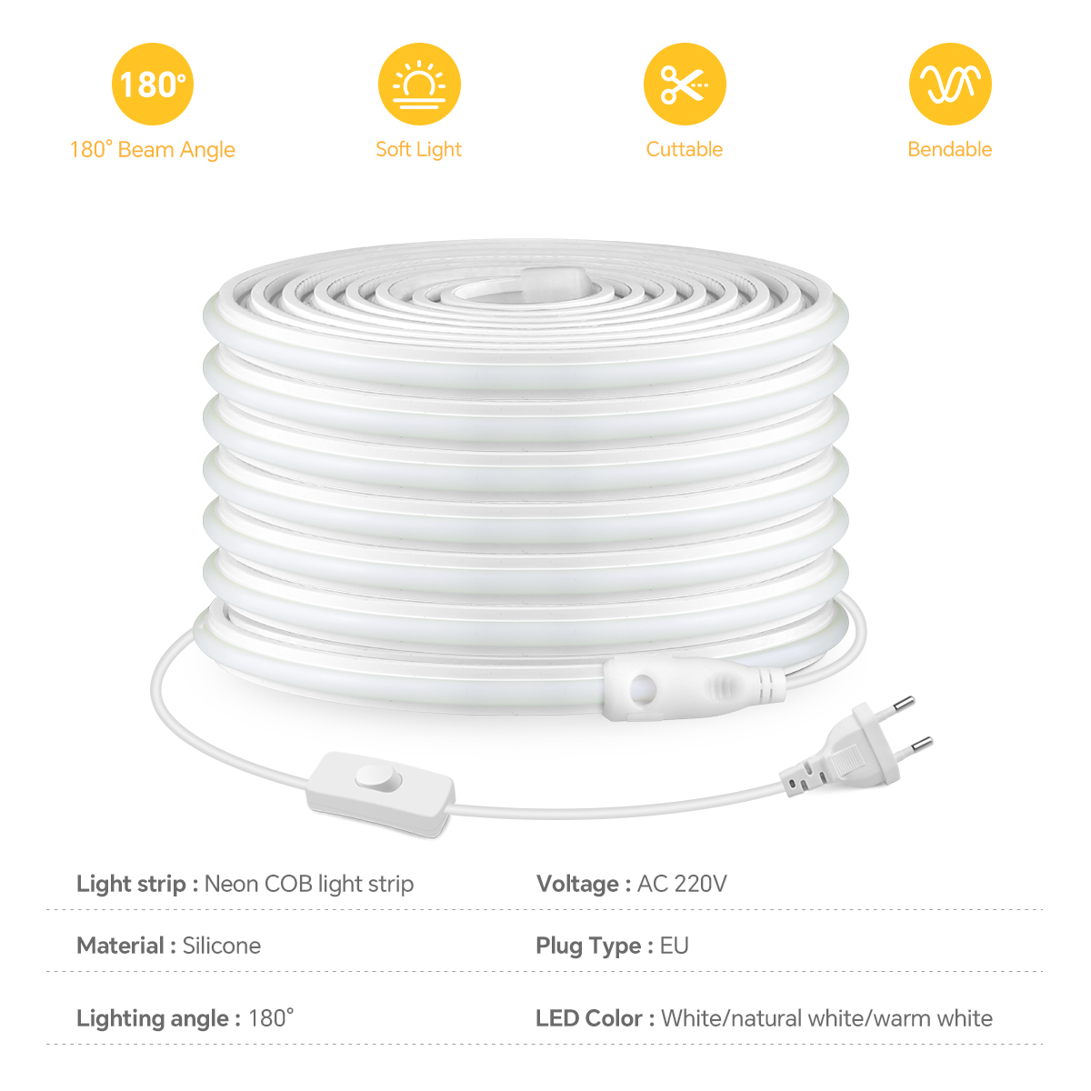 Striscia LED COB 220V Striscia - Outdoor Power Strip Weatherproof recensione e prezzo